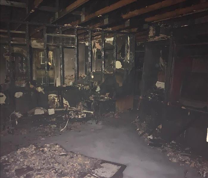 Interior fire damage.